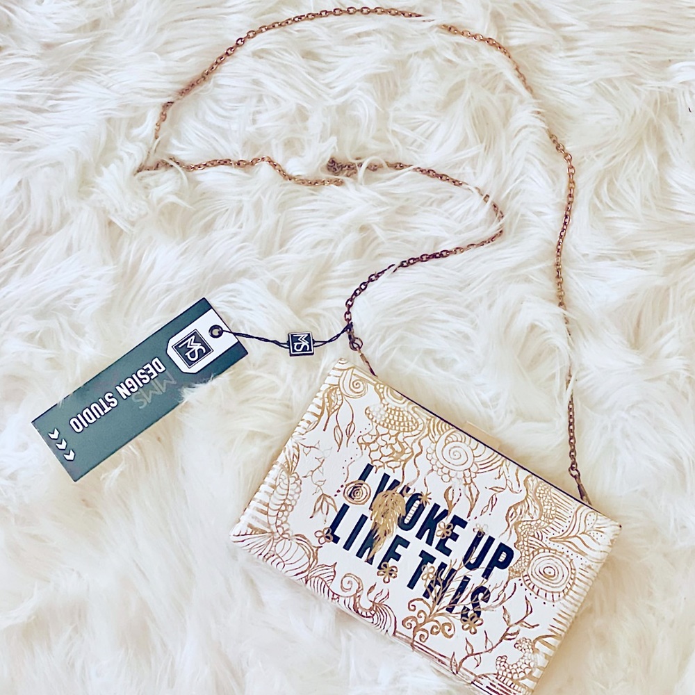 Hand painted Boutique "I Woke Up Like This" handbag clutch